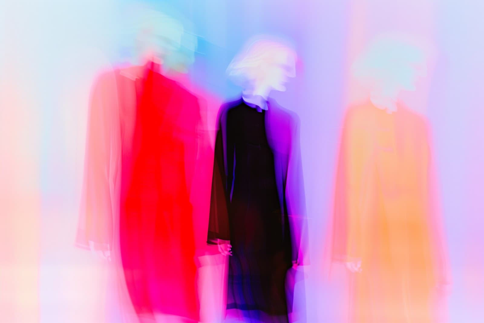 Abstract neon figures glowing in the dark
